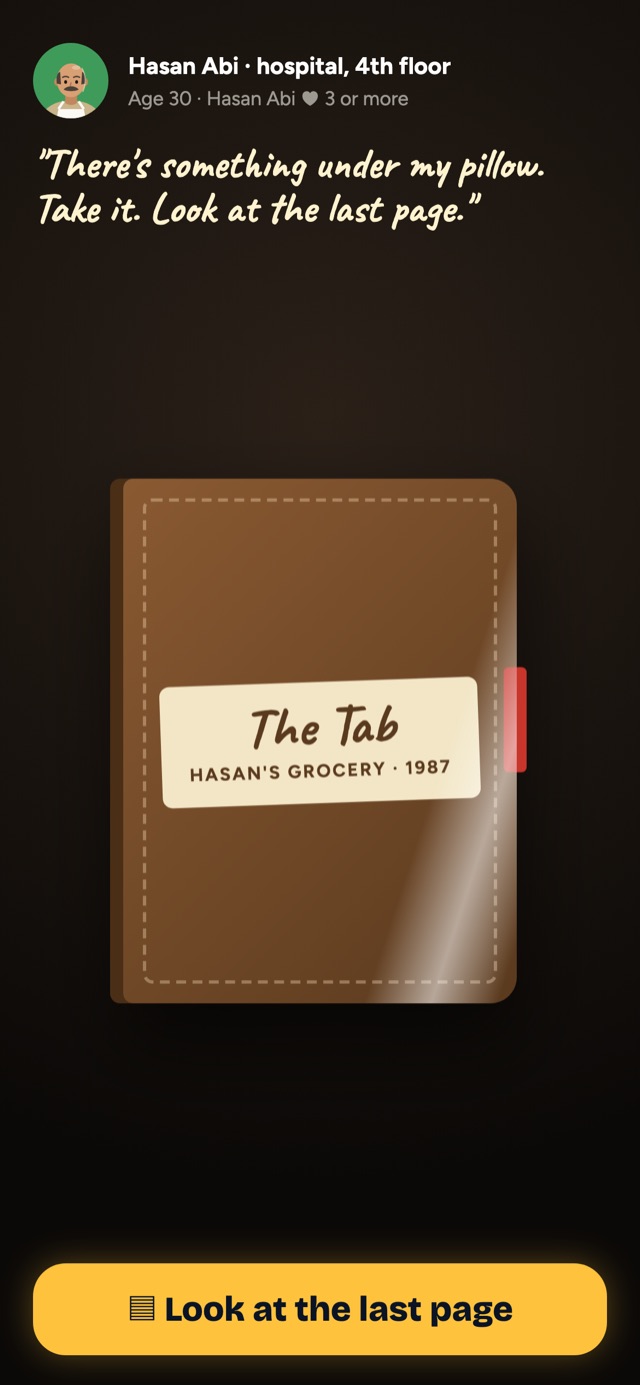 Hasan's Grocery tab ledger, dated 1987